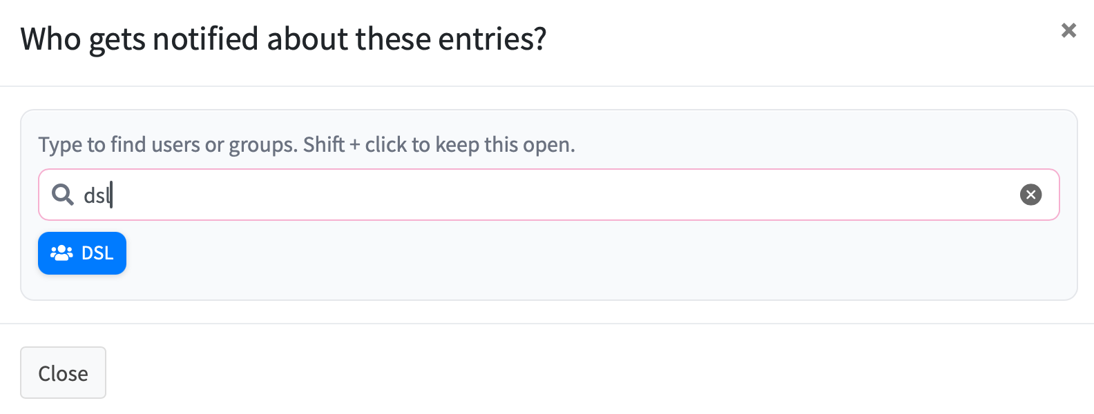 add a group to receive notifications