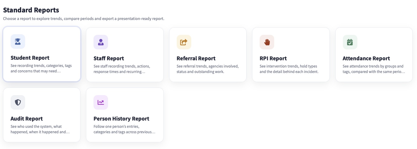 Report selection